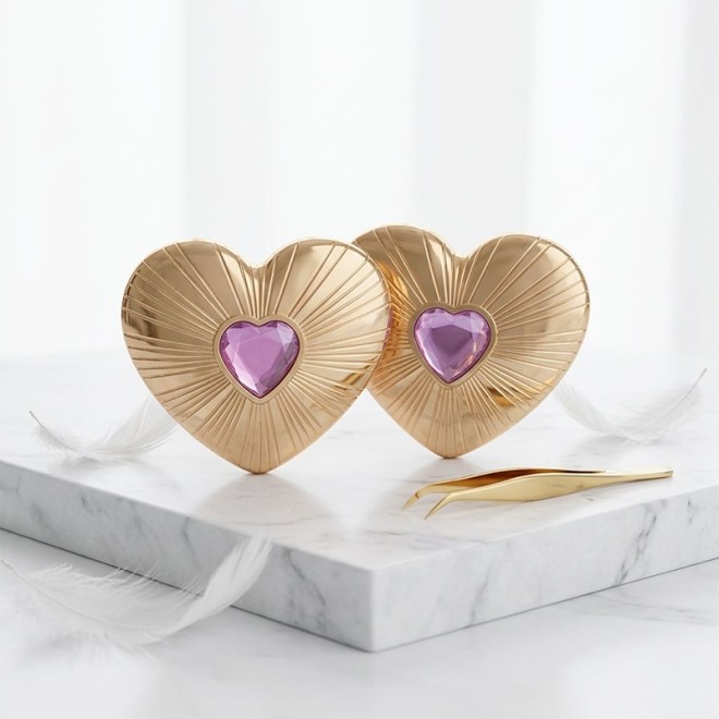 Two-Color Heart-Shaped Blush Palette Matte Waterproof Setting Blush Powder