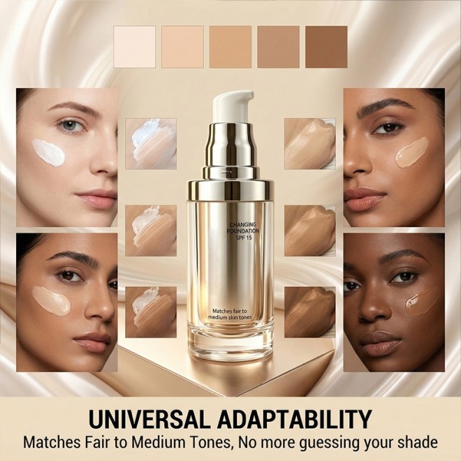 Full Coverage Color Changing Foundation Long-Lasting Waterproof Liquid Temperature-Changing Foundation