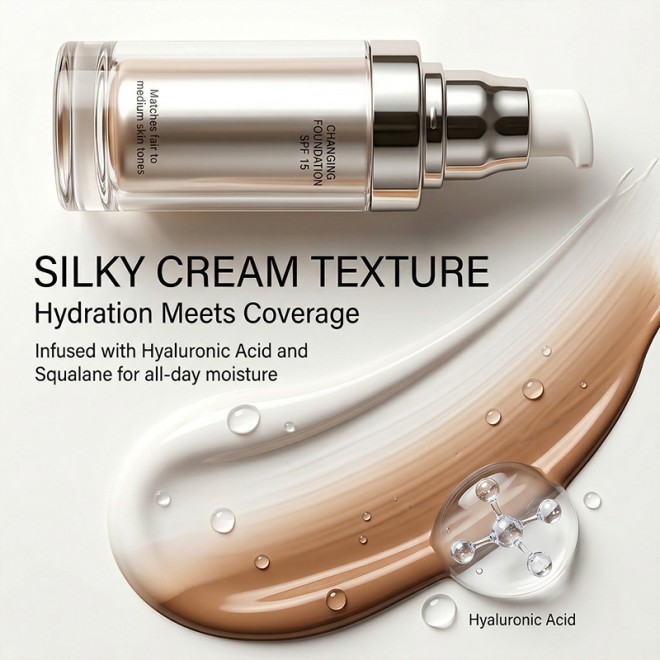 Full Coverage Color Changing Foundation Long-Lasting Waterproof Liquid Temperature-Changing Foundation