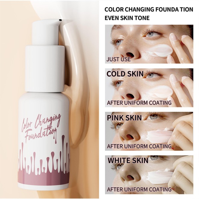 4-in-1 Primer Sunscreen Concealer Foundation Color-Changing Skin Tone Foundation