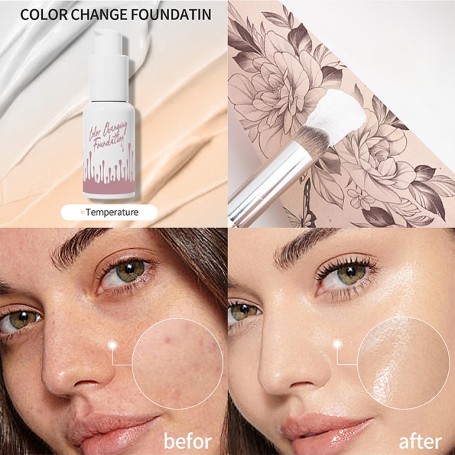 4-in-1 Primer Sunscreen Concealer Foundation Color-Changing Skin Tone Foundation