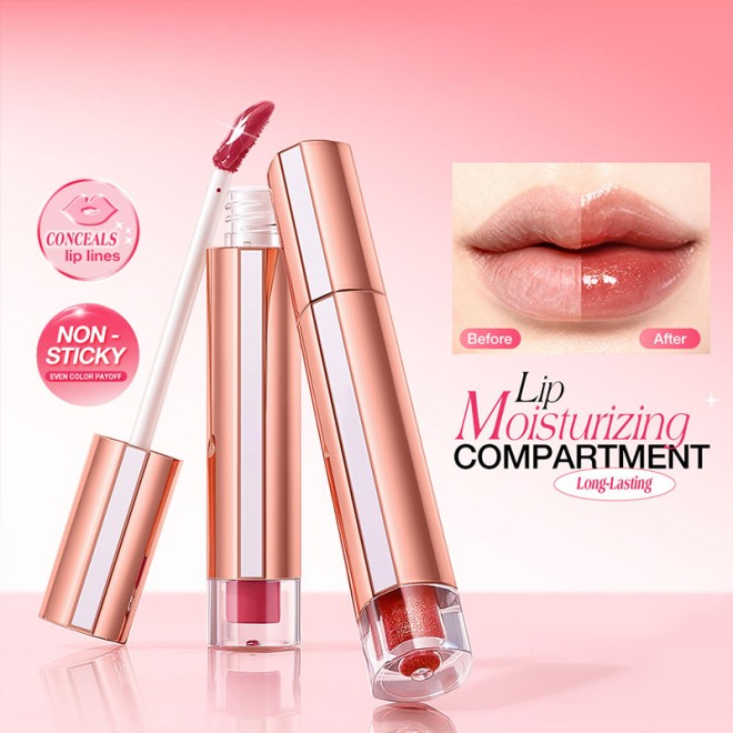 Vegan Mineral Lightweight Water-Based Glass Lip Gloss Long-Lasting Hydrating Non-Sticky