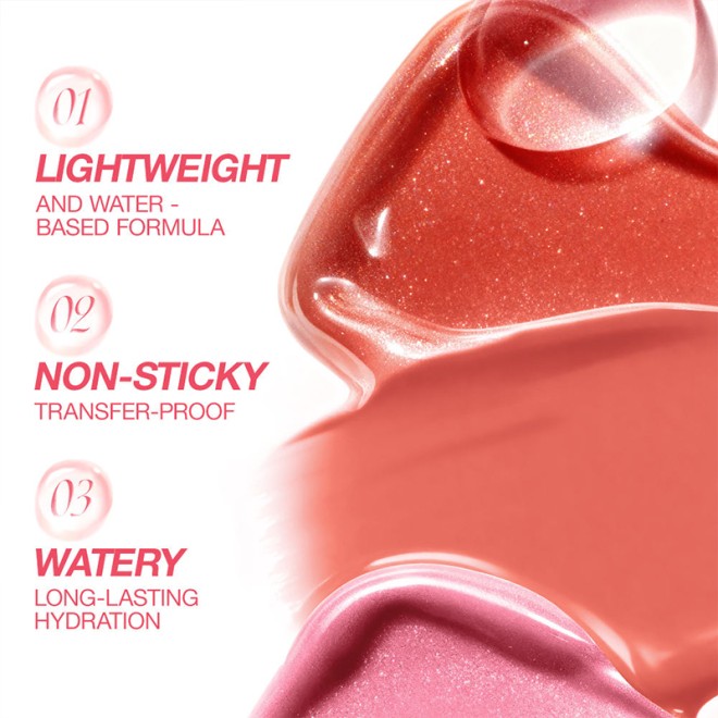 Vegan Mineral Lightweight Water-Based Glass Lip Gloss Long-Lasting Hydrating Non-Sticky