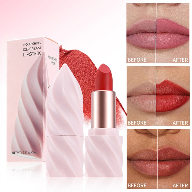 Faceted Design Matte Lipstick High Pigment Red Lipstick
