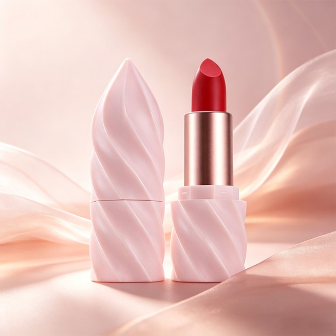 Faceted Design Matte Lipstick High Pigment Red Lipstick