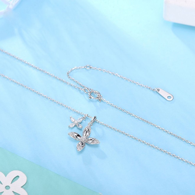 High-Quality Zircon Four-Leaf Clover Double Pendant Necklace