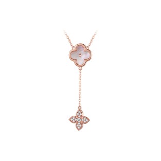 Simple Four-Leaf Clover Zircon Sterling Silver Necklace