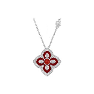 Sterling Silver and Zircon Necklace — Four-Leaf Clover Necklace