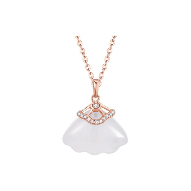 Simple Hetian Jade Pendant Sterling Silver Necklace