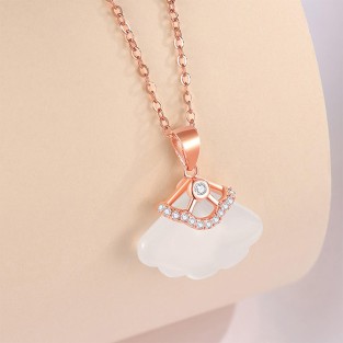 Simple Hetian Jade Pendant Sterling Silver Necklace