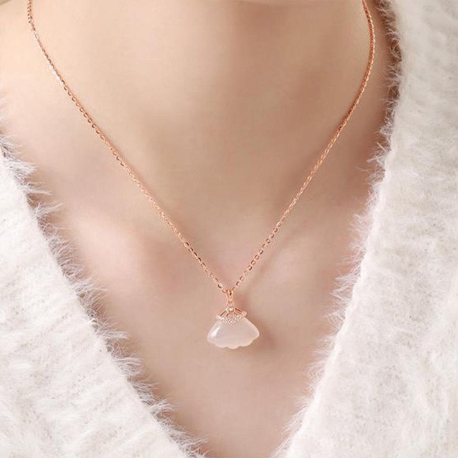 Simple Hetian Jade Pendant Sterling Silver Necklace