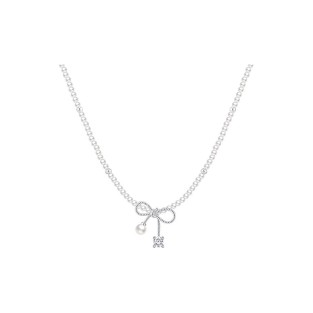 Bow Pearl Collarbone Necklace