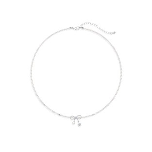 Bow Pearl Collarbone Necklace