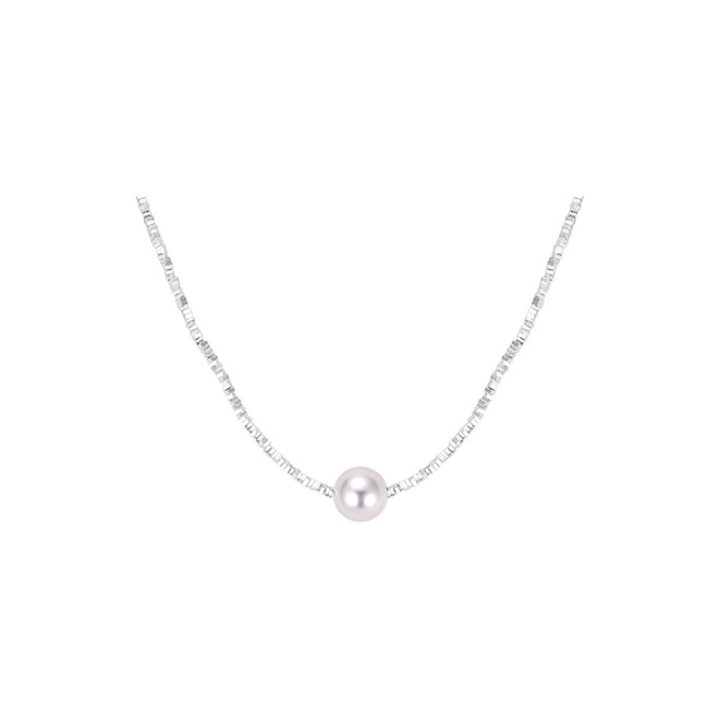 Crushed Silver Pearl Collarbone Necklace