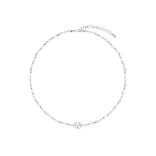 Crushed Silver Pearl Collarbone Necklace
