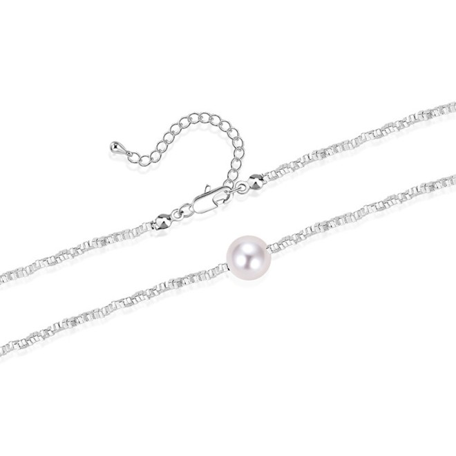 Crushed Silver Pearl Collarbone Necklace