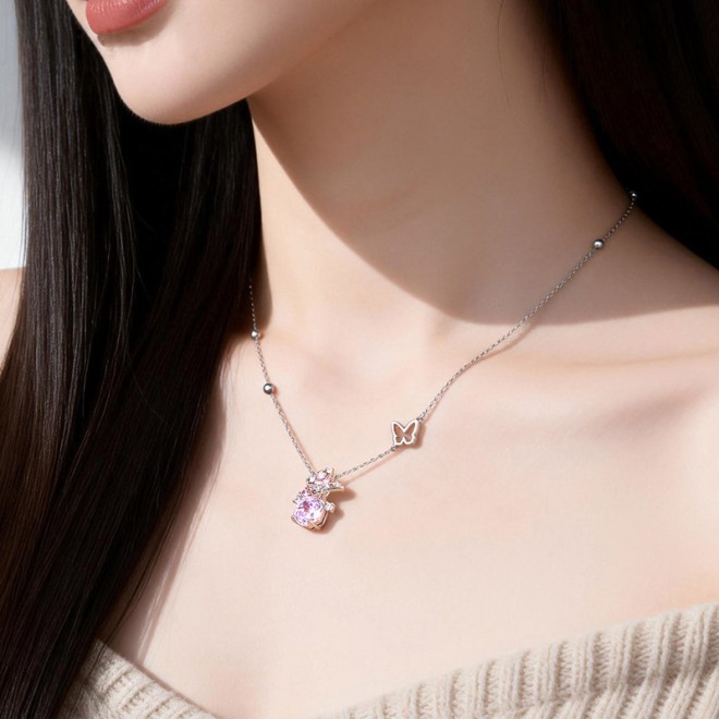 Butterfly Rose Pendant Collarbone Chain