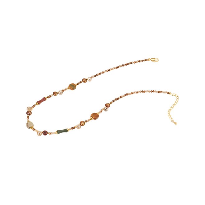 Colored Bead Collarbone Necklace