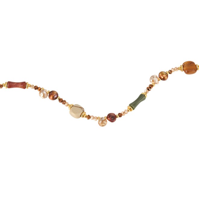 Colored Bead Collarbone Necklace