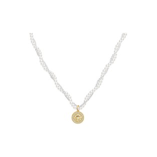 French Eight-Pointed Star Compass Pearl Collarbone Necklace
