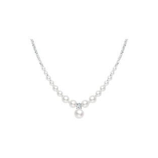 Pearl Crushed Silver Water Wave Chain Collarbone Necklace