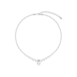 Pearl Crushed Silver Water Wave Chain Collarbone Necklace