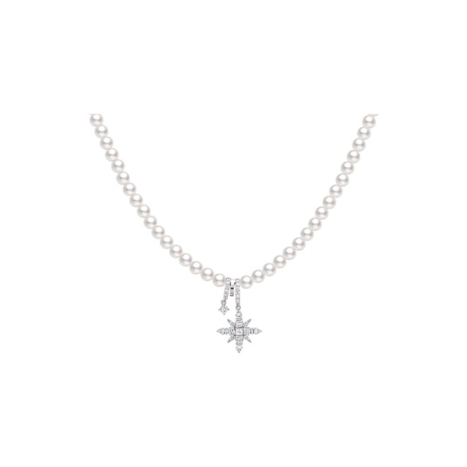 Eight-Pointed Star Pearl Collarbone Necklace