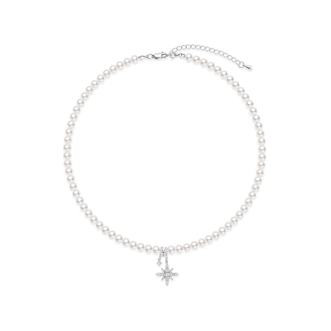 Eight-Pointed Star Pearl Collarbone Necklace