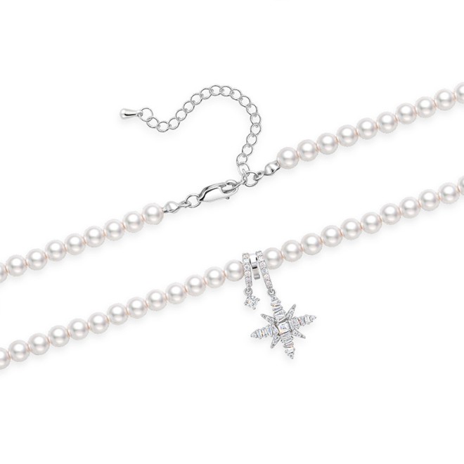 Eight-Pointed Star Pearl Collarbone Necklace
