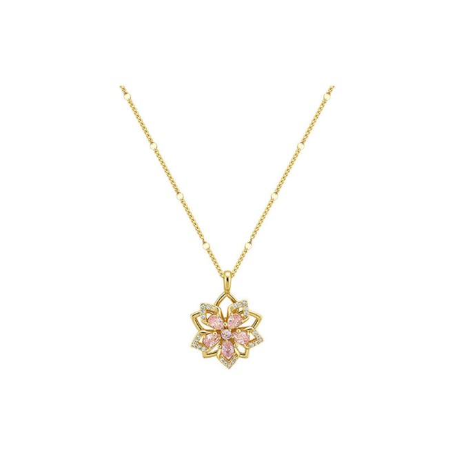 Rotating Flower Pendant Collarbone Chain