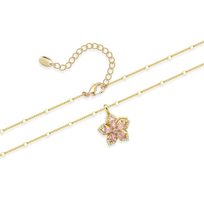 Rotating Flower Pendant Collarbone Chain