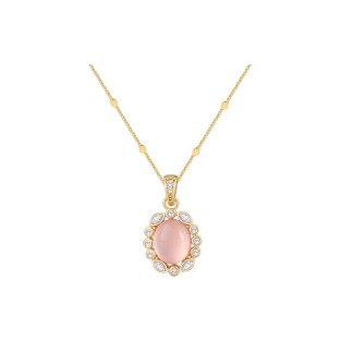 Rose Quartz Pendant Collarbone Necklace