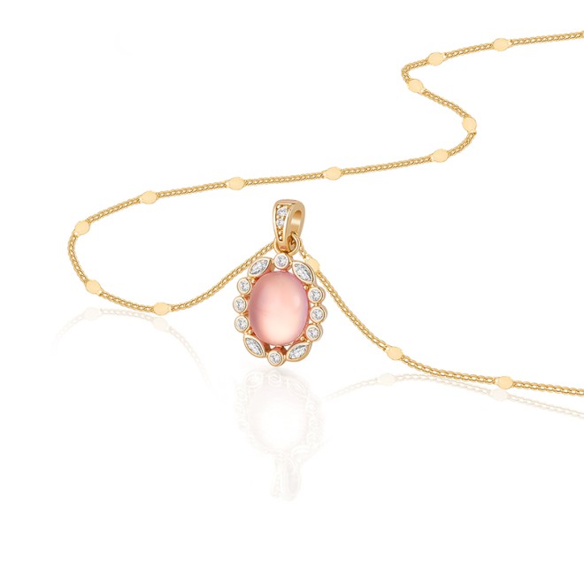 Rose Quartz Pendant Collarbone Necklace
