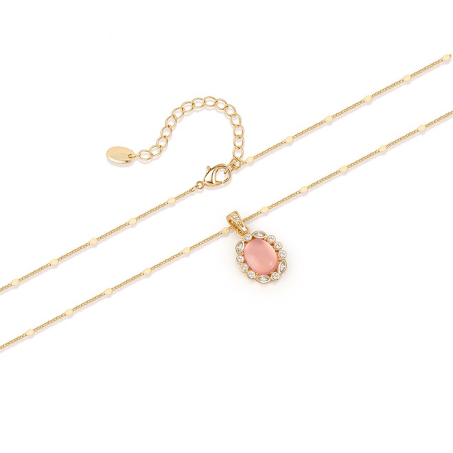 Rose Quartz Pendant Collarbone Necklace