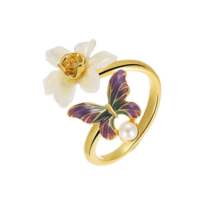 Narcissus Color Butterfly Open Ring