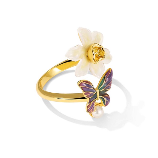 Narcissus Color Butterfly Open Ring