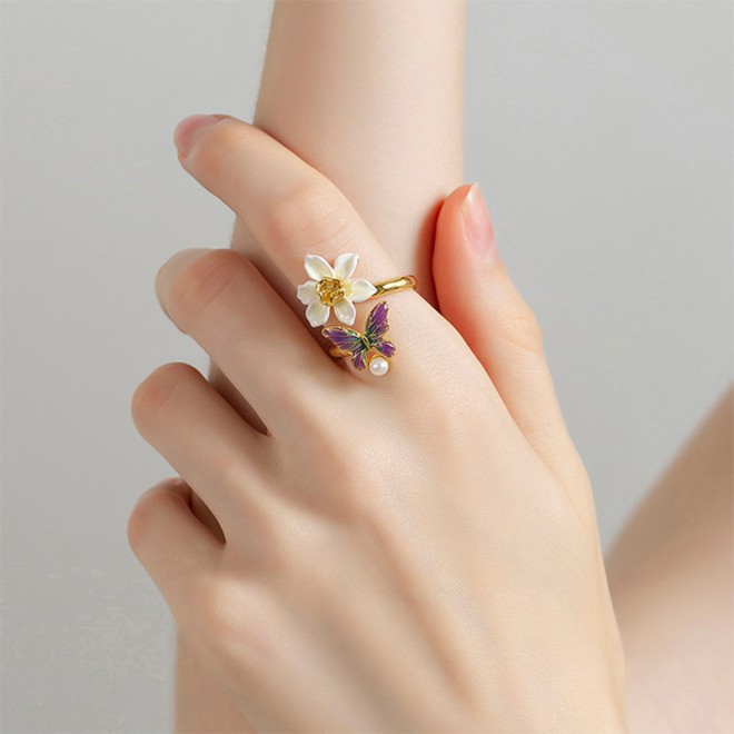 Narcissus Color Butterfly Open Ring