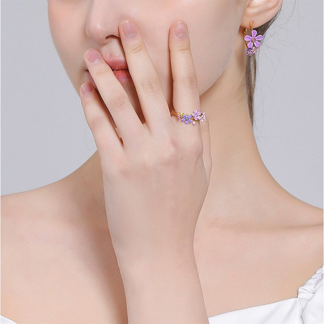 Adjustable Forget-Me-Not Flower Open Ring