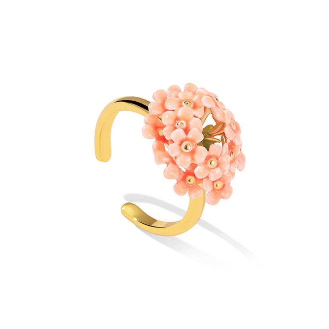 Enamel Beauty Sakura Flower Open Ring
