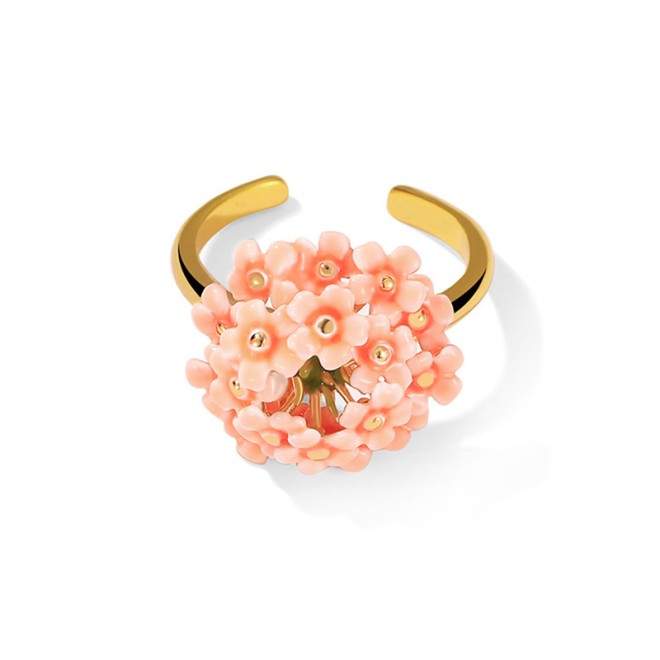 Enamel Beauty Sakura Flower Open Ring