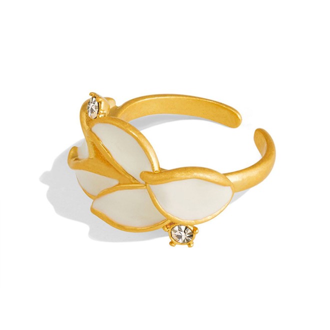Enamel Floral Adjustable Design Ring