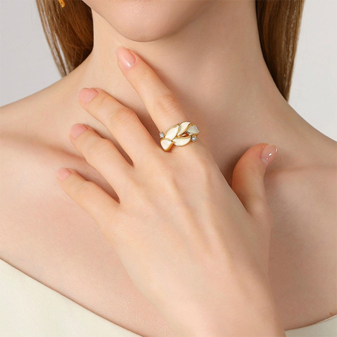 Enamel Floral Adjustable Design Ring