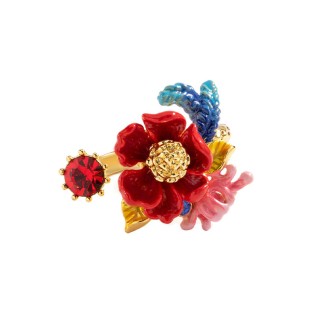 Ruby Flower Open Ring