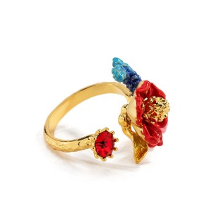 Ruby Flower Open Ring
