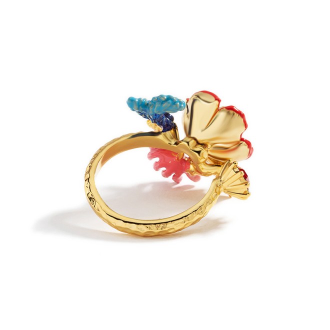 Ruby Flower Open Ring