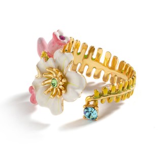 Enamel Color Three-Dimensional Flower Adjustable Open Ring