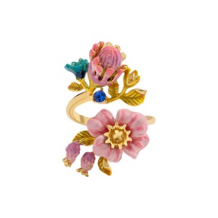 Enamel Flower Adjustable Open Ring