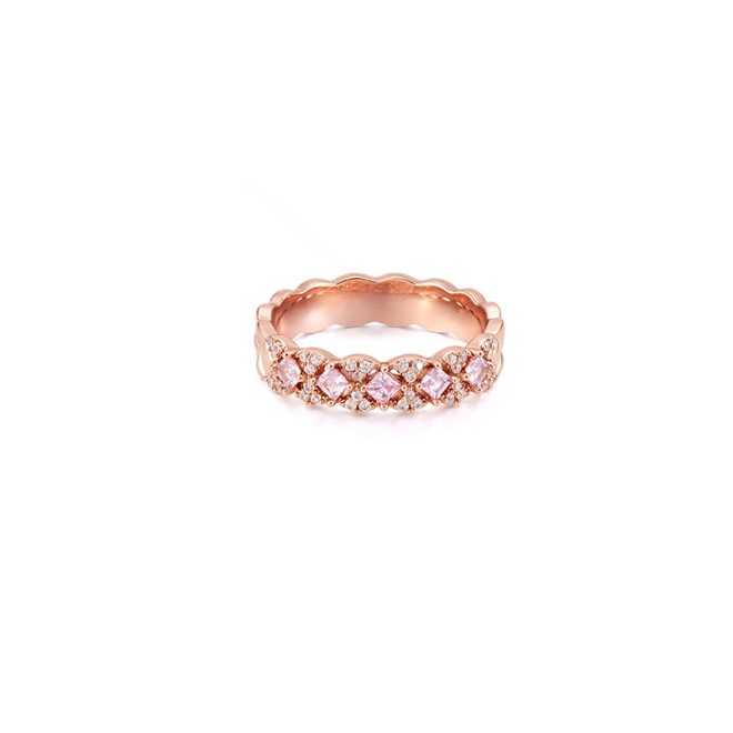Diamond Grid Pattern Open-Ended Tail Ring