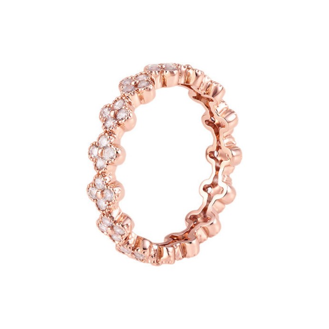 Full-Set Four-Leaf Clover Zirconia Tail Ring