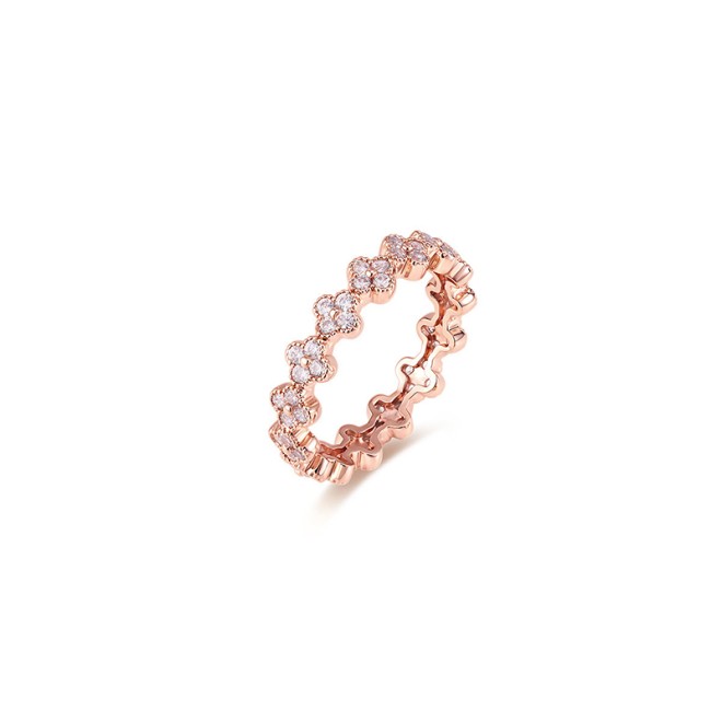 Full-Set Four-Leaf Clover Zirconia Tail Ring